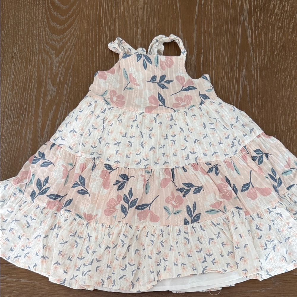 Girls Floral Tiered Sundress in Pink and Blue